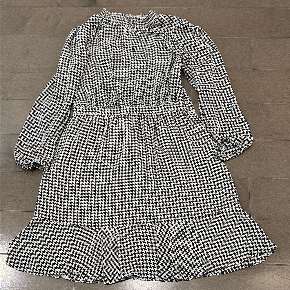 J. Crew Black and White Houndstooth Kids Dress